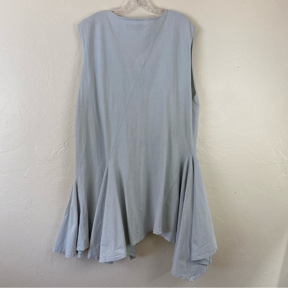 Free People Beach Medium Light Blue Cotton Knit Sleeveless Asymmetrical Dress - Picture 5 of 6